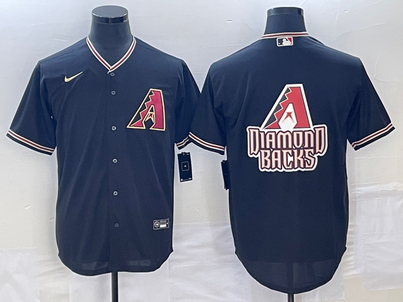 Arizona Diamondbacks Black Team Big Logo Cool Base Stitched Jersey - Zenithce