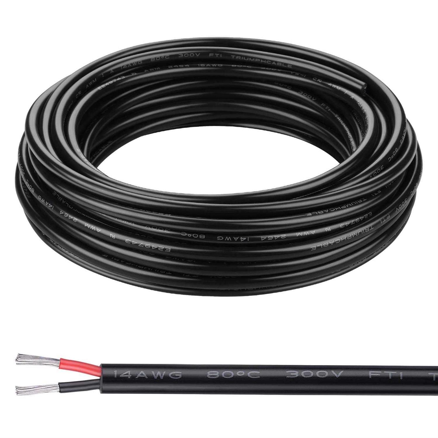 iGreely gauge 2 conductor electrical wire electrical wire stranded pvc cord oxygen-free copper cable - Zenithce
