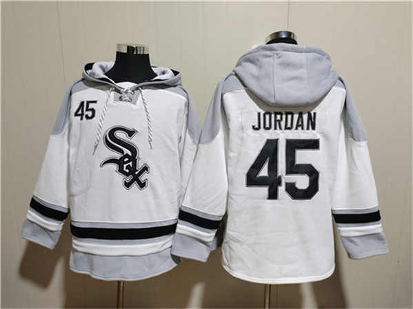 Chicago White Sox #45 Michael Jordan White Ageless Must-Have Lace-Up Pullover Hoodie - Zenithce