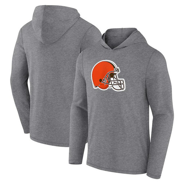 Cleveland Browns Heather Gray Primary Logo Long Sleeve Hoodie - Zenithce