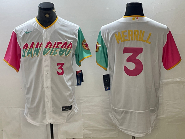 San Diego Padres #3 Jackson Merrill White City Connect Flex Base Stitched Jersey - Zenithce