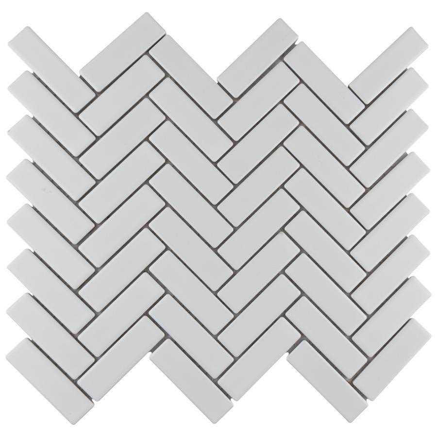 Merola Tile Metro Brick Herringbone White 12-1/2 in. x 10-5/8 in. Porcelain Mosaic Tile - Zenithce