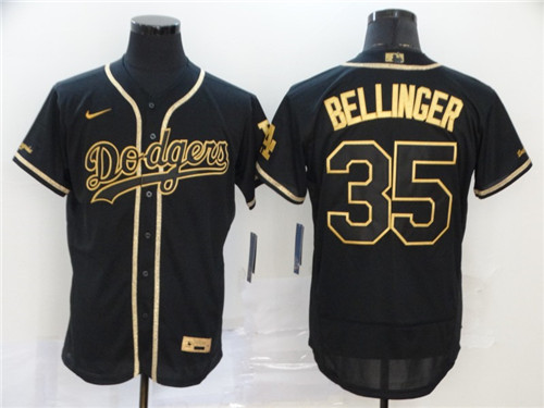 Los Angeles Dodgers #35 Cody Bellinger Black Golden Flex Base Stitched Jersey - Zenithce