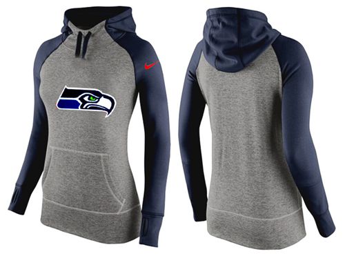 Women's Nike Seattle Seahawks Performance Hoodie Grey   Dark Blue_3 - Zenithce