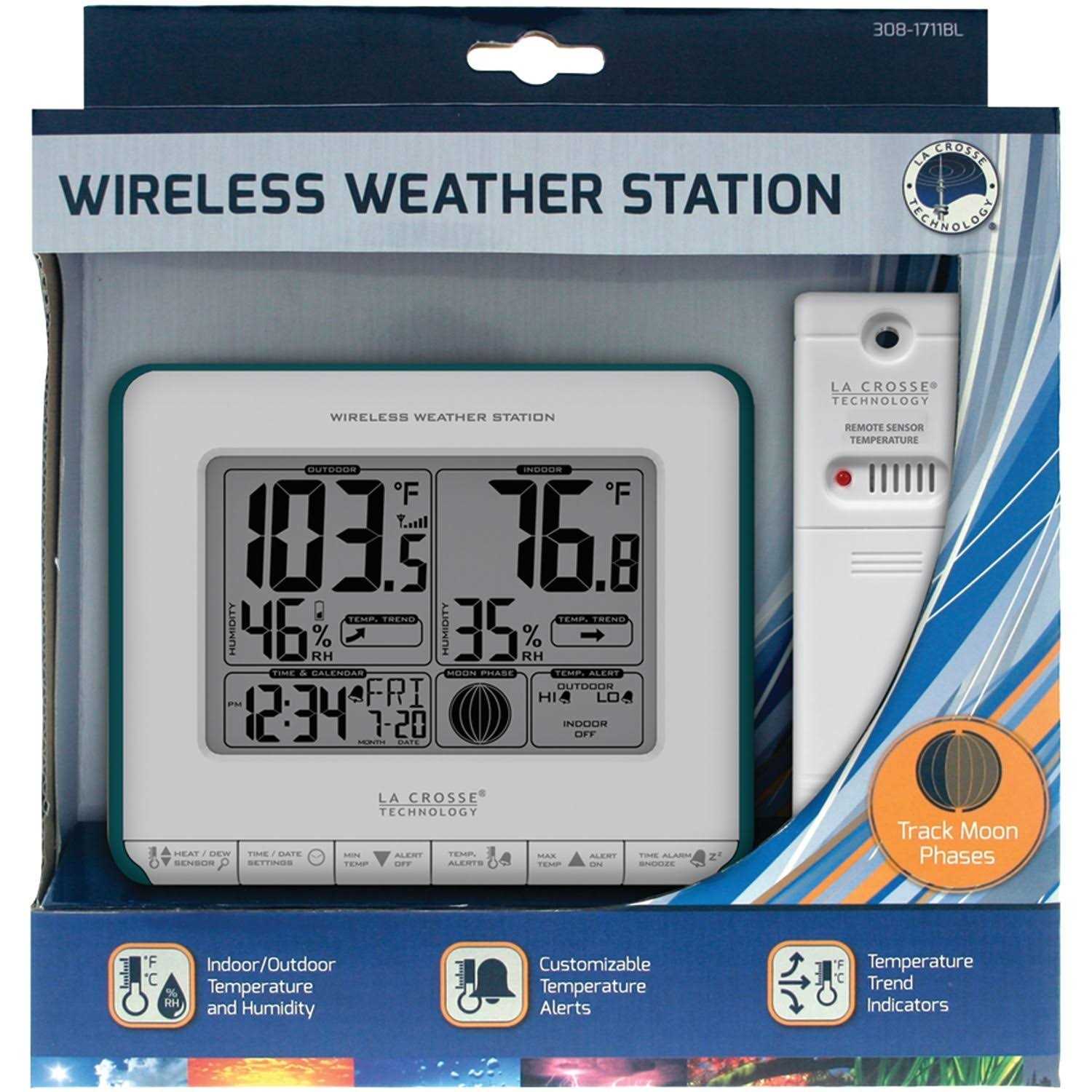 La Crosse Technology 308-1414b Wireless Atomic Digital Color Forecast Station with Alerts - Zenithce