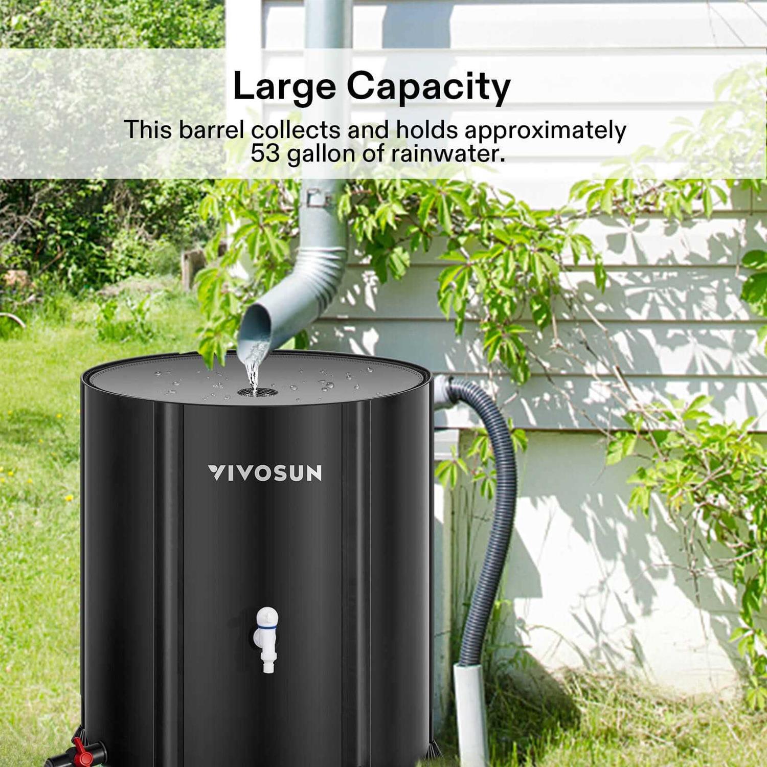 VIVOSUN Collapsible Rain Barrel Spigots and Overflow Kit - Zenithce