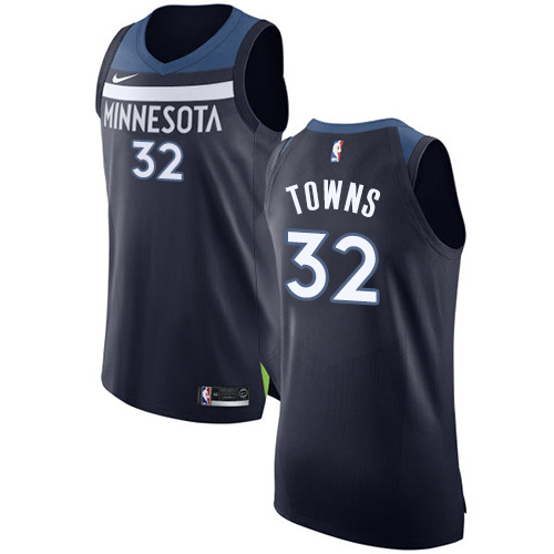Minnesota Timberwolves #32 Karl-Anthony Towns Navy Blue Authentic Icon Edition Jersey - Zenithce