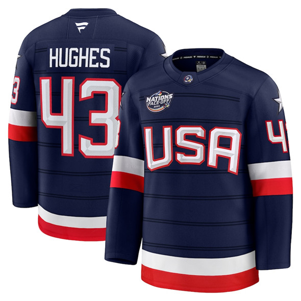 USA #43 Quinn Hughes Navy 2025 4 Nations Stitched Jersey - Zenithce
