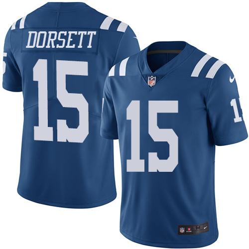 Colts #15 Phillip Dorsett Royal Blue Stitched Limited Rush Nike Jersey - Zenithce