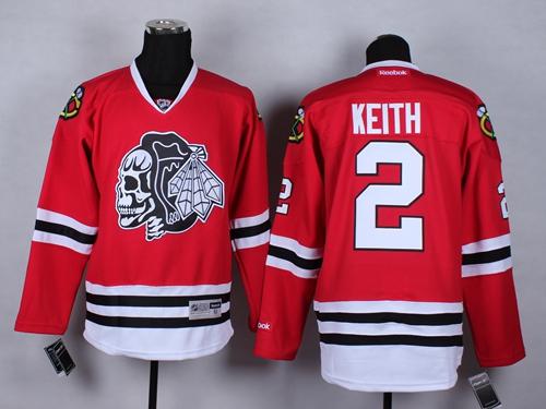 Blackhawks #2 Duncan Keith Red(White Skull) Stitched Jersey - Zenithce