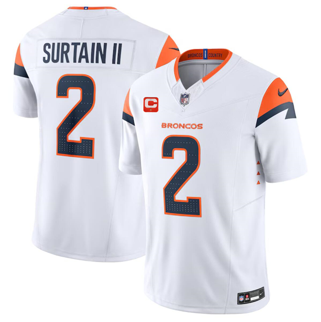 Denver Broncos #2 Pat Surtain II White 2024 F.U.S.E. Wit 1-Star C Patch Vapor Limited Stitched Jersey - Zenithce