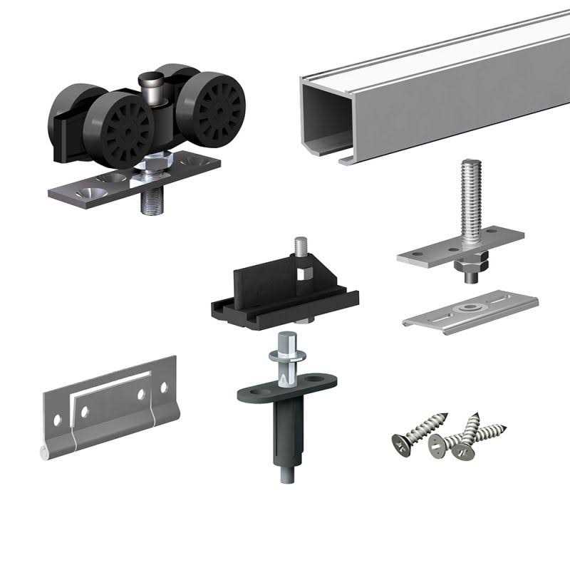 SLID’Up 150 Bifold Door Hardware Kit 59-Inch Track for 2 Folding Panels Up to 88lbs Each - Zenithce