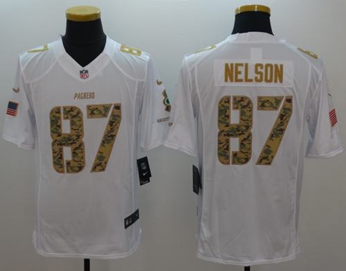 Packers #87 Jordy Nelson White Stitched Limited Salute To Service Nike Jersey - Zenithce
