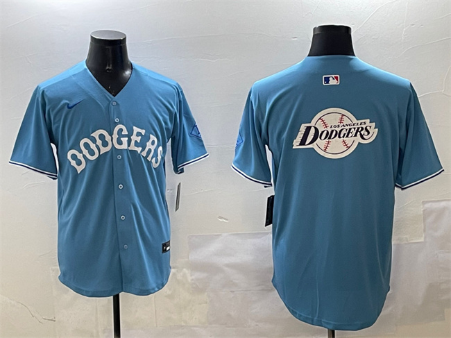 Los Angeles Dodgers Team Big Logo Light Blue Limited Stitched Jersey - Zenithce