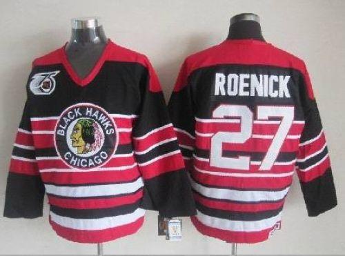 Blackhawks #27 Jeremy Roenick Red Black 75TH CCM Stitched Jersey - Zenithce