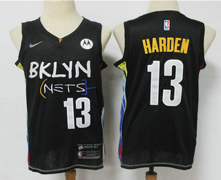 Brooklyn Nets #13 James Harden NEW Black 2021 City Edition Swingman Stitched Jersey With The NEW Sponsor Logo - Zenithce
