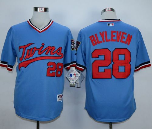 Twins #28 Bert Blyleven Light Blue 1984 Turn Back The Clock Stitched Jersey - Zenithce