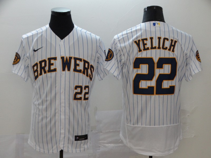 Milwaukee Brewers #22 Christian Yelich White Flex Base Stitched Jersey - Zenithce