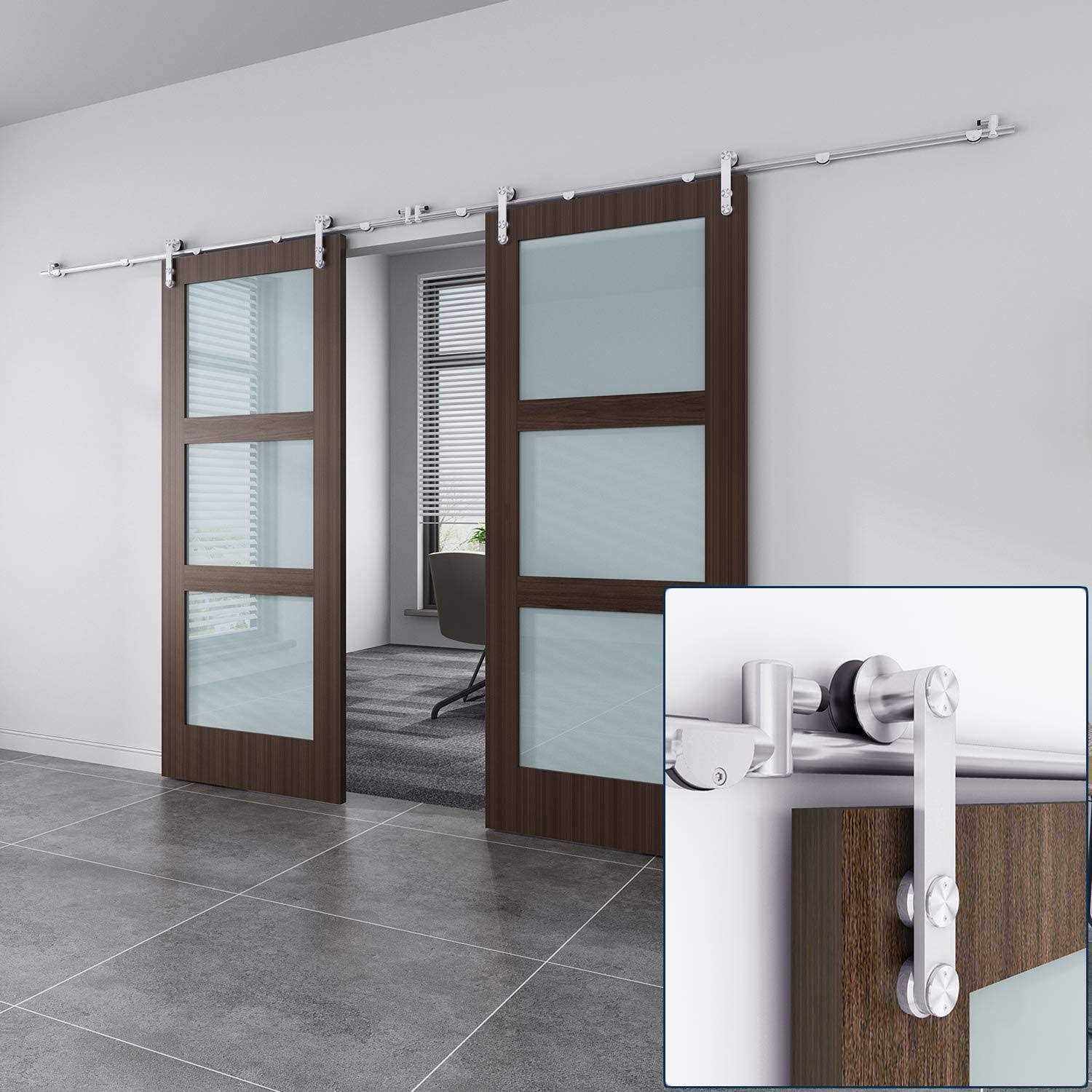 EaseLife Heavy Duty Sliding Barn Door Hardware Track Kit,Straight Pulley,Slide Smoothly Quietly,Easy Install - Zenithce