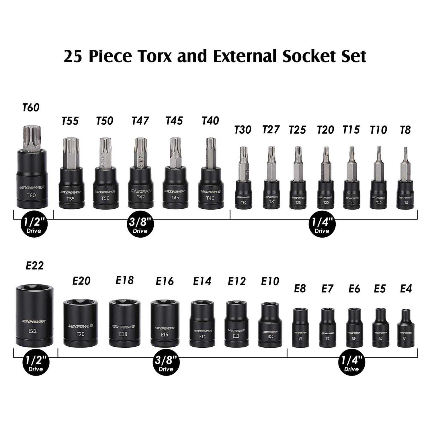 MIXPOWER 15-piece Drive Shallow Universal Impact Socket Set - Zenithce