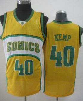 Seattle Supersonics #40 Shawn Kemp 1994-95 Yellow Swingman Jersey - Zenithce