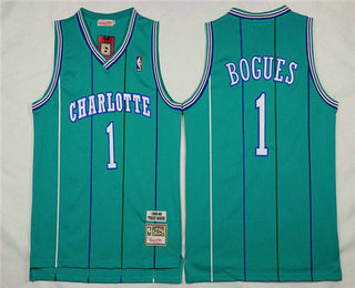 Charlotte Hornets #1 Muggsy Bogues 1992-93 Blue Hardwood Classics Soul Swingman Throwback Jersey - Zenithce
