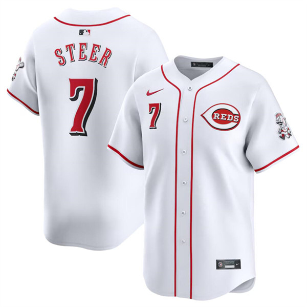 Cincinnati Reds #7 Spencer Steer White Home Limited Stitched Jersey - Zenithce
