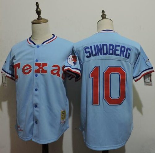 Mitchell And Ness Rangers #10 Jim Sundberg Light Blue Throwback Stitched Jersey - Zenithce