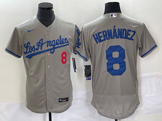 Los Angeles Dodgers #8 Enrique Hernández Gray Flex Base Stitched Jersey - Zenithce