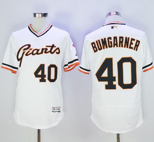 Giants #40 Madison Bumgarner White Flexbase Authentic Collection Cooperstown Stitched Jersey - Zenithce