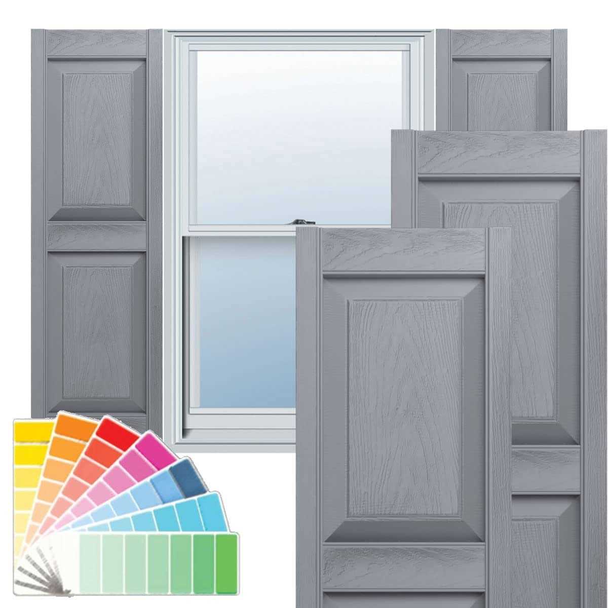 Ekena Millwork Lifetime Vinyl Standard Two Equal Raised Panel Shutters - Zenithce