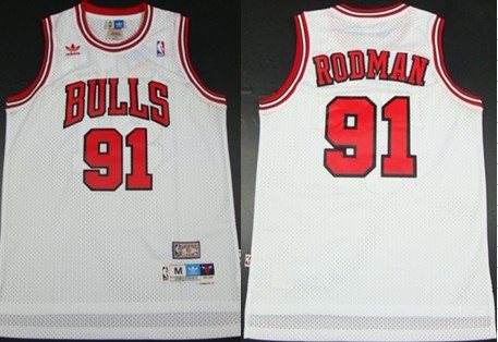 Chicago Bulls #91 Dennis Rodman White Swingman Throwback Jersey - Zenithce