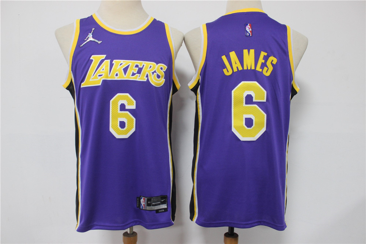 Los Angeles Lakers #6 LeBron James Purple Jordan 75th Anniversary Diamond 2021 Stitched Jersey - Zenithce