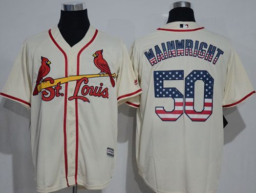 Cardinals #50 Adam Wainwright Cream USA Flag Fashion Stitched Jersey - Zenithce