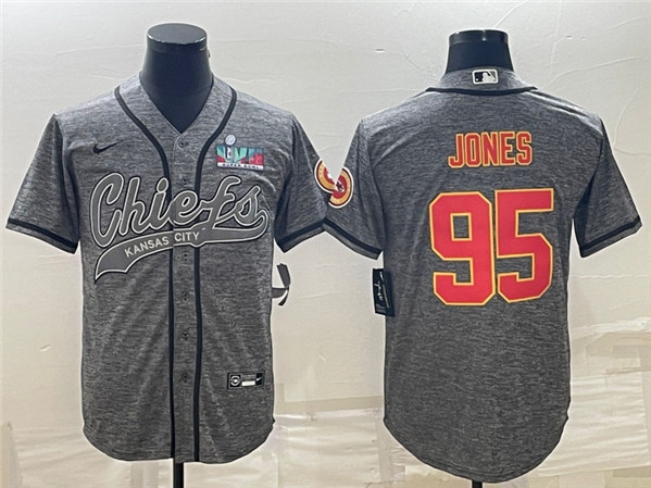 Kansas City Chiefs #95 Chris Jones Gray With Super Bowl LVII Patch Cool Base Stitched Jersey - Zenithce