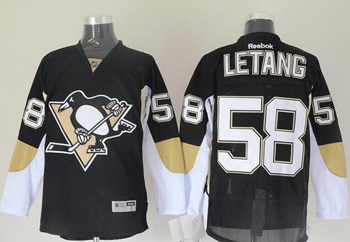 Penguins #58 Kris Letang Black Stitched Jersey - Zenithce
