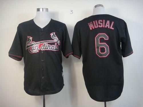 Cardinals #6 Stan Musial Black Fashion Stitched Jersey - Zenithce