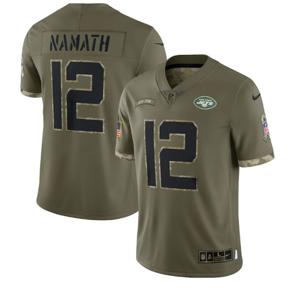 New York Jets #12 Joe Namath 2022 Olive Salute To Service Limited Stitched Jersey - Zenithce