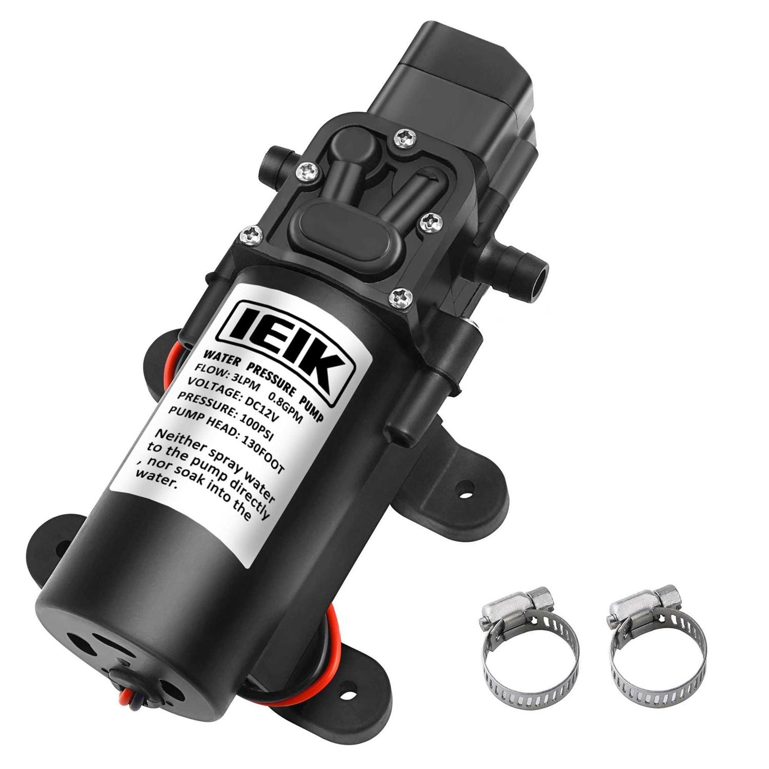 IEIK 12 Volt Diaphragm Pump 3LPM 0.8 GPM 100PSI Self Priming Sprayer Pump 12V DC Fresh Water Pump Water Pressure RV Camper Marine Boat - Zenithce