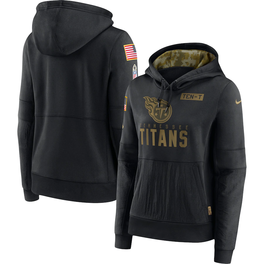 Women's Tennessee Titans 2020 Black Salute To Service Sideline Performance Pullover Hoodie (Run Small) - Zenithce