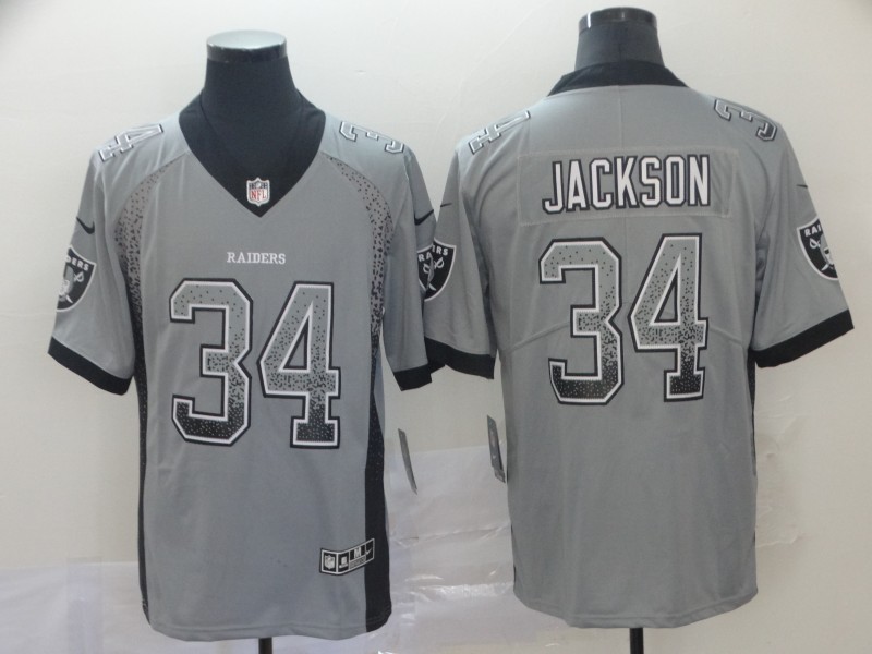 Raiders #34 Bo Jackson Gray Drift Fashion Color Rush Limited Stitched Jersey - Zenithce