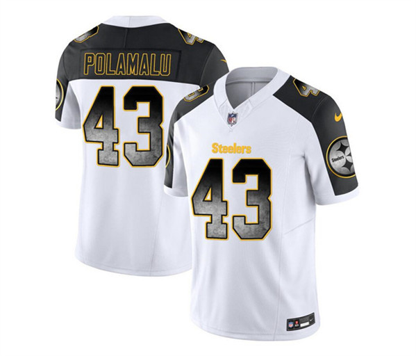 Pittsburgh Steelers #43 Troy Polamalu White Black 2023 F.U.S.E. Smoke Vapor Untouchable Limited Stitched Jersey - Zenithce
