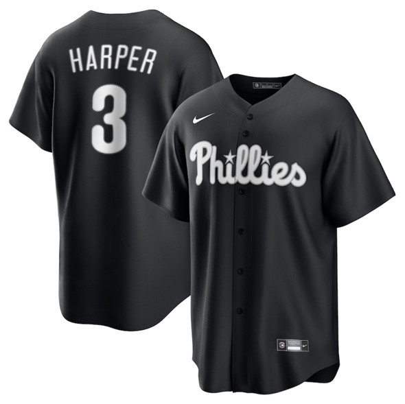 Philadelphia Phillies #3 Bryce Harper Black Lights Out Limited Stitched Jersey - Zenithce