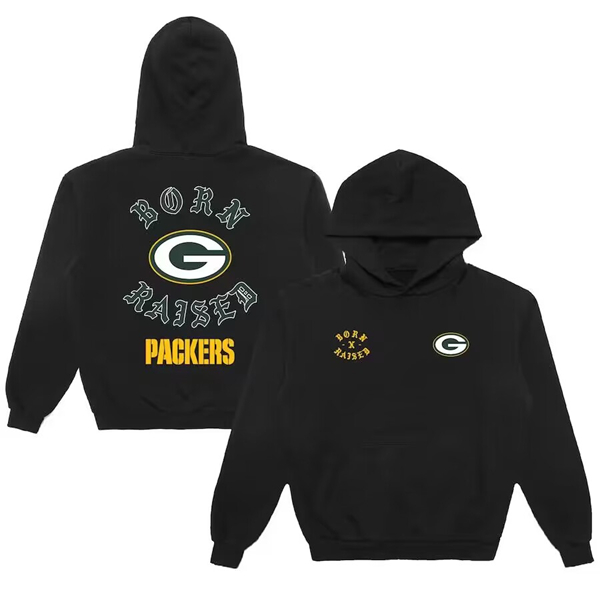Green Bay Packers Black Born X Raised Unisex Pullover Hoodie - Zenithce