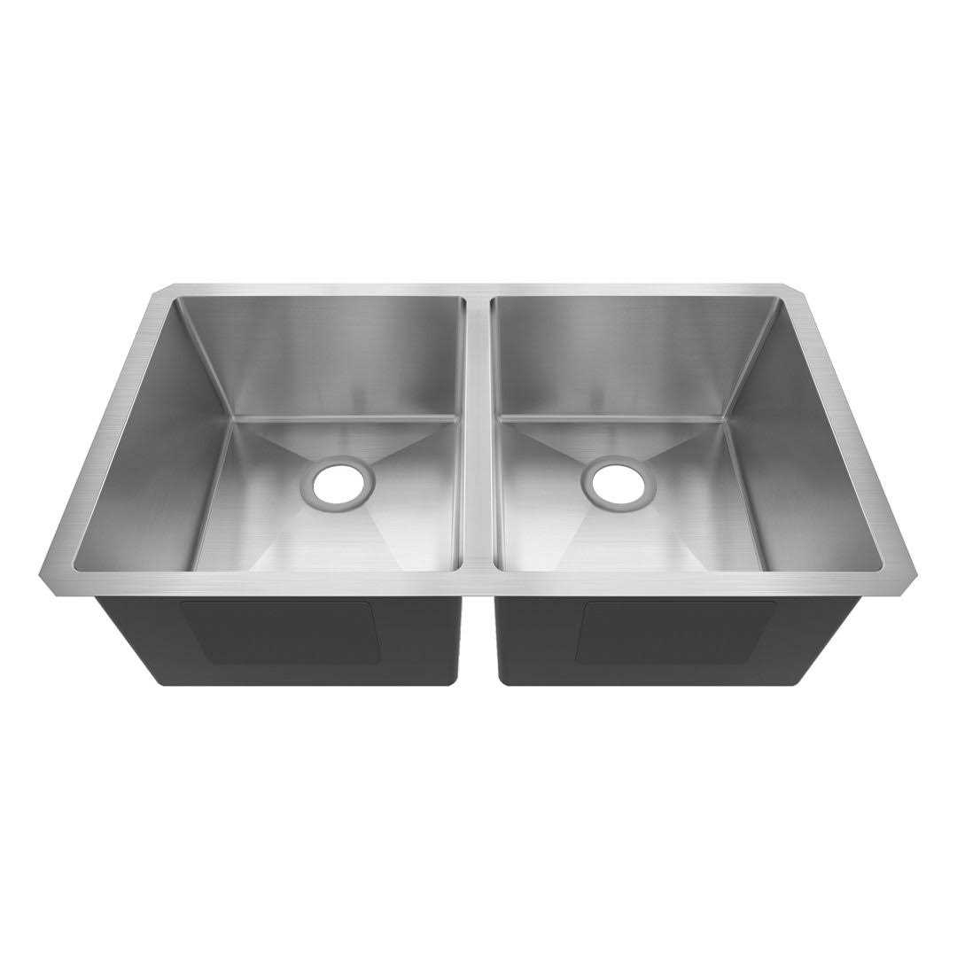 Sinber 304 Stainless Steel 18 Gauge 33 in. Double Bowl Drop-in Kitchen Sink HT3322D-S-9W - Zenithce
