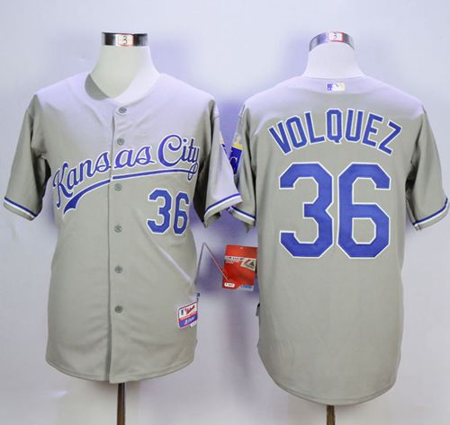 Royals #36 Edinson Volquez Grey Cool Base Road Stitched Jersey - Zenithce