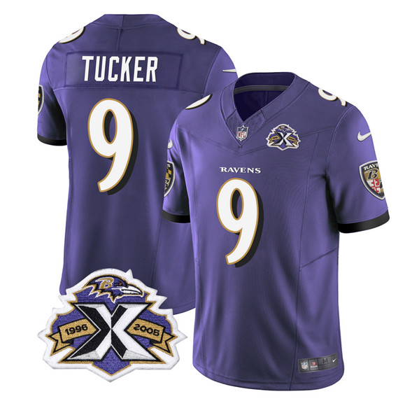 Baltimore Ravens #9 Justin Tucker Purple 2023 F.U.S.E With Patch Throwback Vapor Limited Stitched Jersey - Zenithce