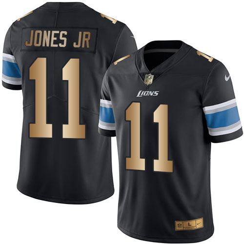 Lions #11 Marvin Jones Jr Black Stitched Limited Gold Rush Nike Jersey - Zenithce