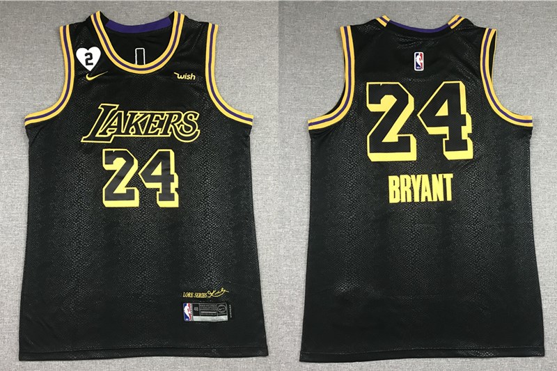 Los Angeles Lakers #24 Kobe Bryant Black NEW 2021 City Edition Wish and Heart Stitched Jersey - Zenithce