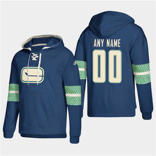 Vancouver Canucks Personalized Lace-Up Pullover Hoodie Blue - Zenithce